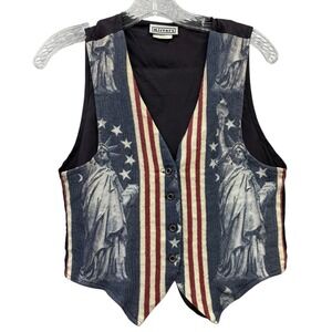 Vintage Patriotic Americana Flag Vest Stars Stripes Tapestry Festival Retro S